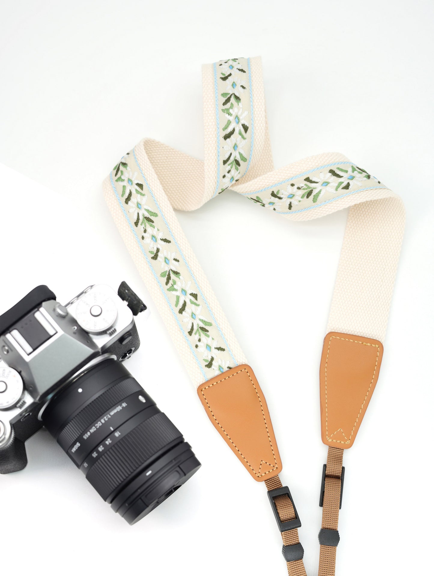 1.5“ Width adjustable Camera Strap | Embroidered Ribbon Camera Strap | Vintage Ribbon With Gold Metallic Thread | Photography Accessories | Holiday Gift