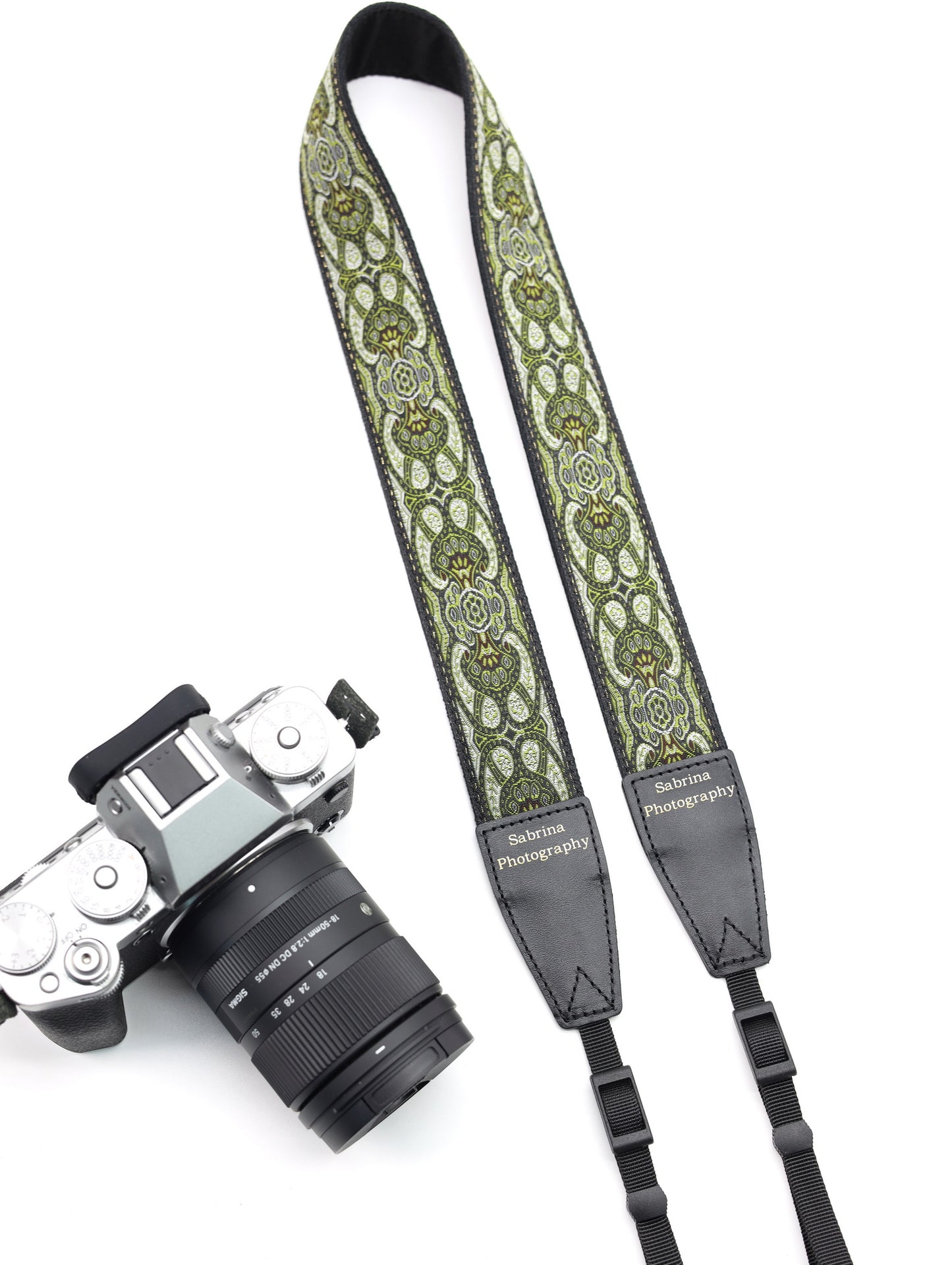 1.5“ Width adjustable Camera Strap | Embroidered Ribbon Camera Strap | Vintage Ribbon With Gold Metallic Thread | Photography Accessories | Holiday Gift